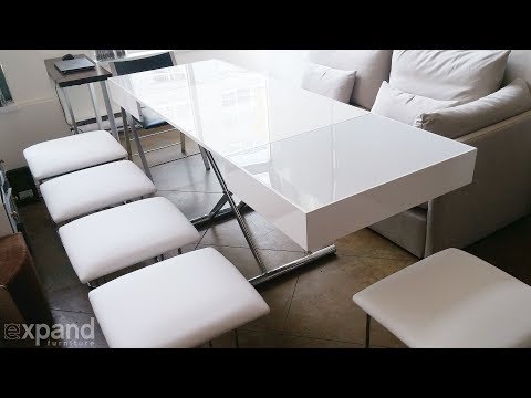 Compact White Glass Box Coffee Table Demonstration