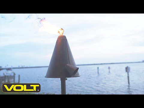 VOLT® 2-in-1 Tiki-Brass Torch Light Combines a Real Flame &amp; LED Light