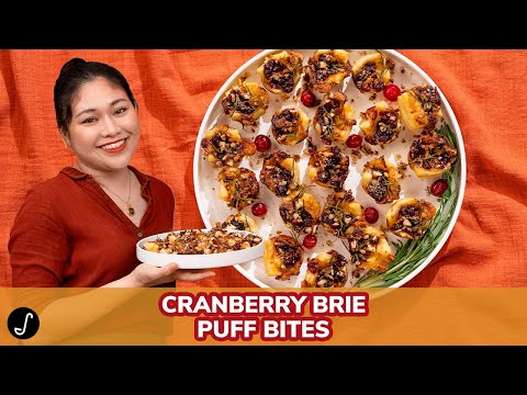 QUICK Thanksgiving Appetizer: Cranberry Brie Puff Bites