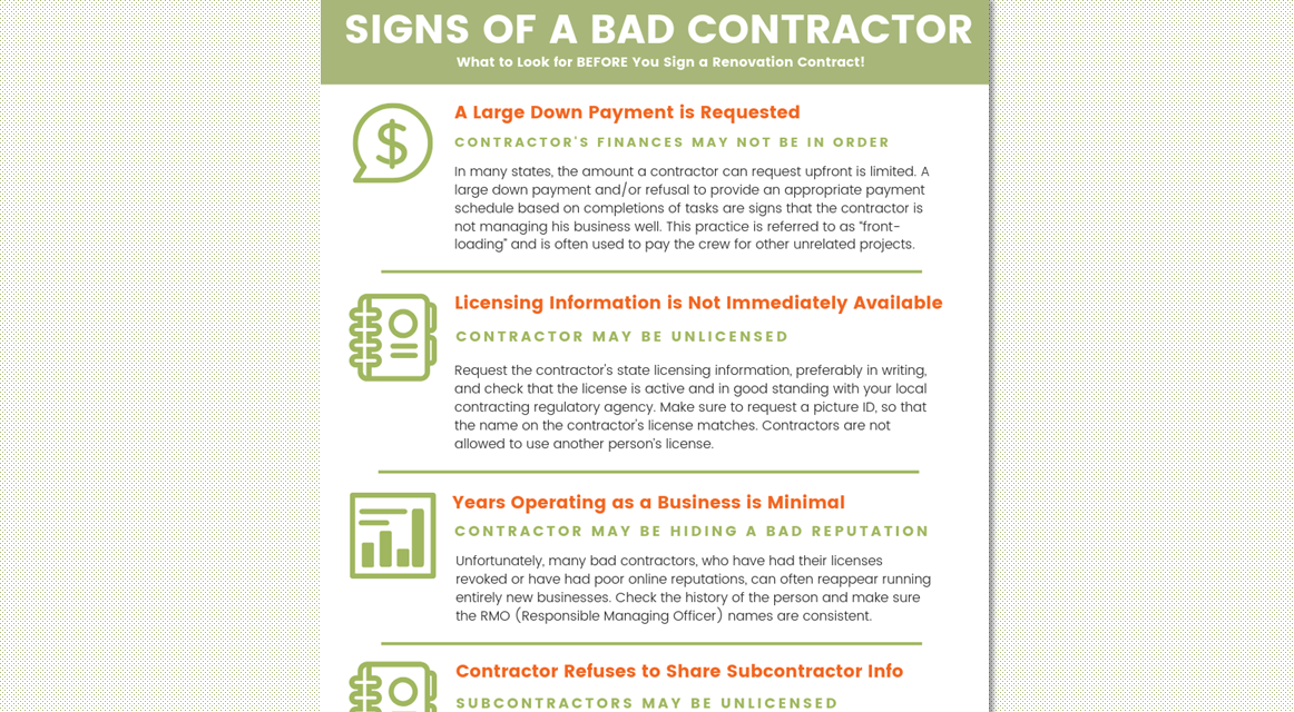 Signs of a Bad Contractor Before You Sign a Contract