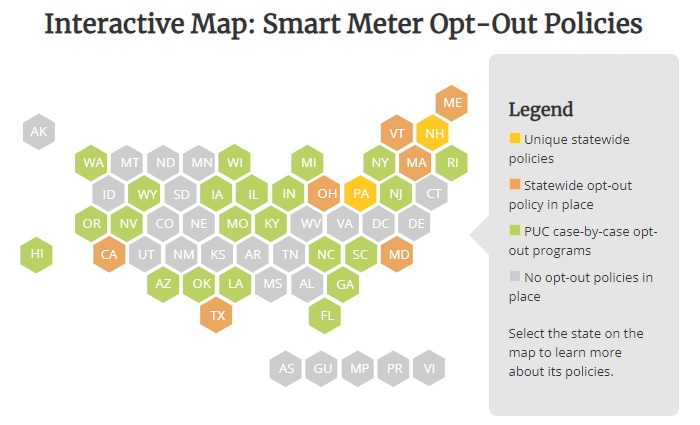 NCSL National Smart Meter Opt-Out Map