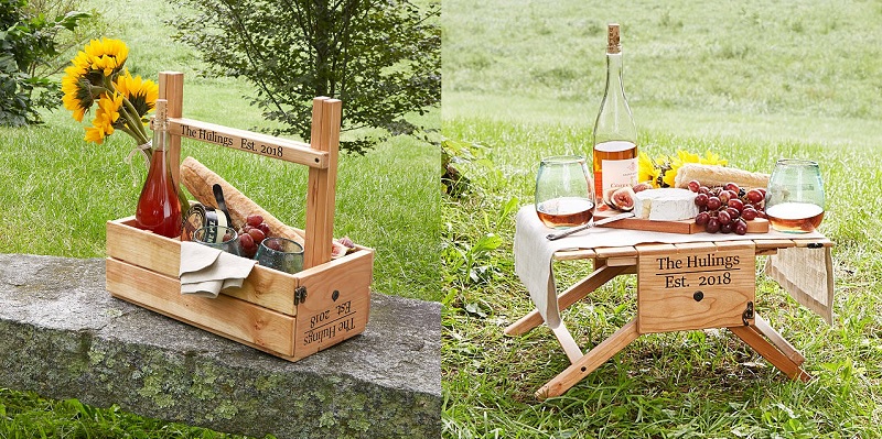 Uncommon Goods Personalized Picnic Table Wine Carrier