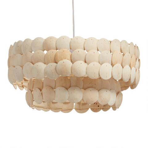 World Market White Coconut Shell Pendant Lamp