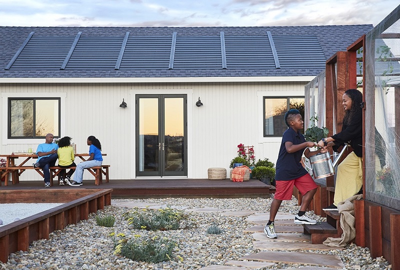 GAF Energy Timberline Solar Energy Shingles One Story House Backyard View