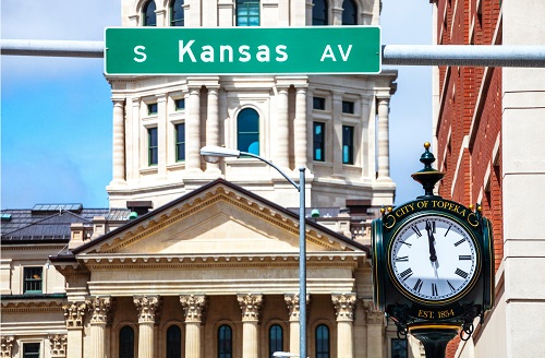 Topeka Kansas Street View of Capitol Buildling
