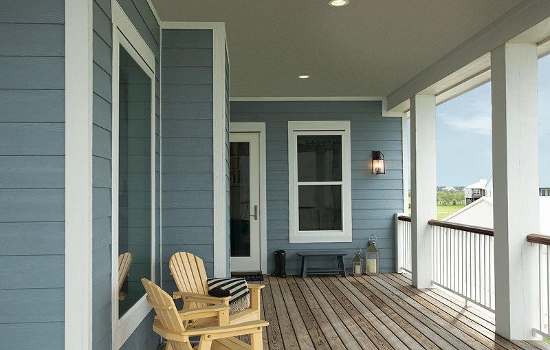 LP SmartSide Blue Engineered Wood Siding Front Porch