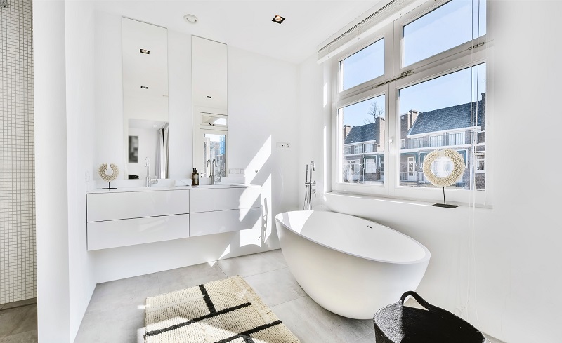 White Luxury Remodeled Master Bathroom