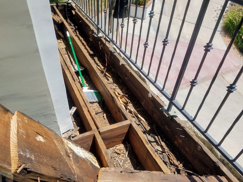 Balcony Deck Waterproofing Project Damaged 2x12 Board Demolition