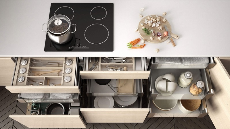 Majestic Cabinets LLC Opened Drawers for Cooking Utensils