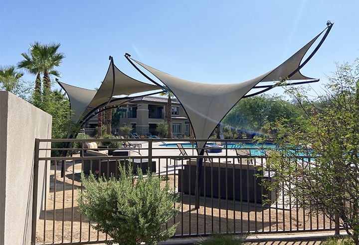 Architectural Shade Sails Palm Springs Pool Area