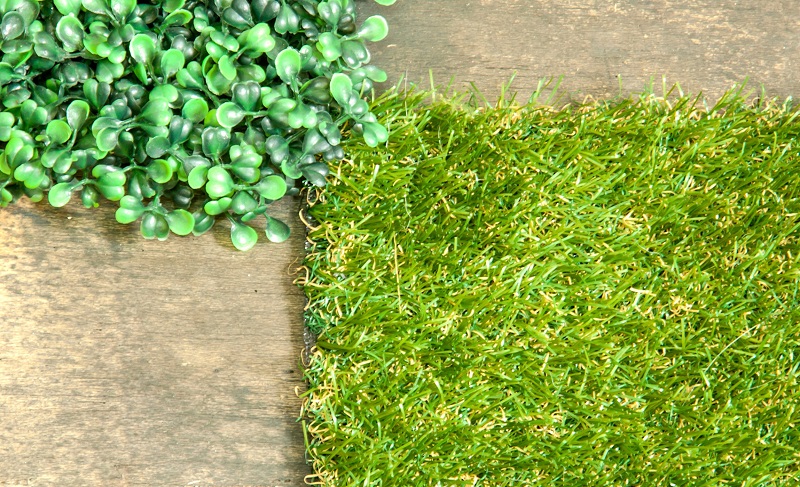 Close Up View of Artificial Grass in a Low-Maintenance Garden