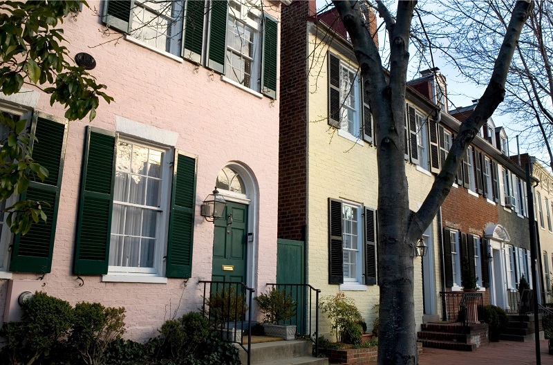 Historic Neighborhood with Brick Row Houses