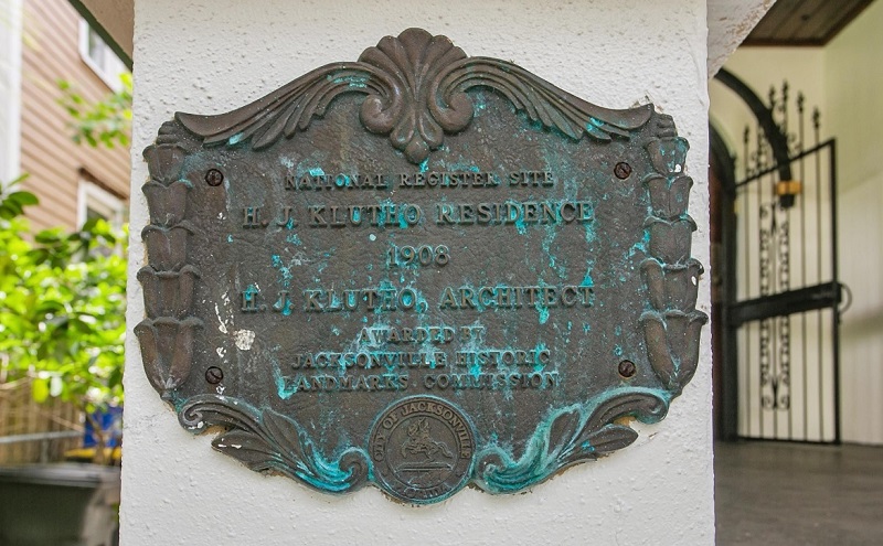 Henry John Klutho Residence Historic Plaque Jacksonville Florida