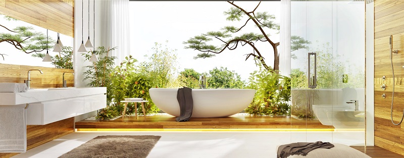 Luxury Spa Bathroom with Natural Plants