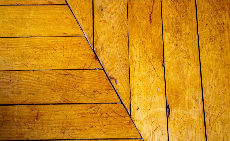 Old Scratched Hardwood Flooring Closeup View