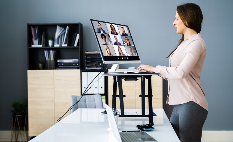 Work From Home Office Desk with Transformable Monitor Shelf