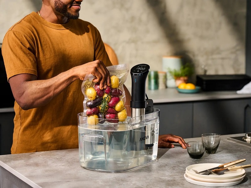 Anova Precision Cooker with vegetables in bag