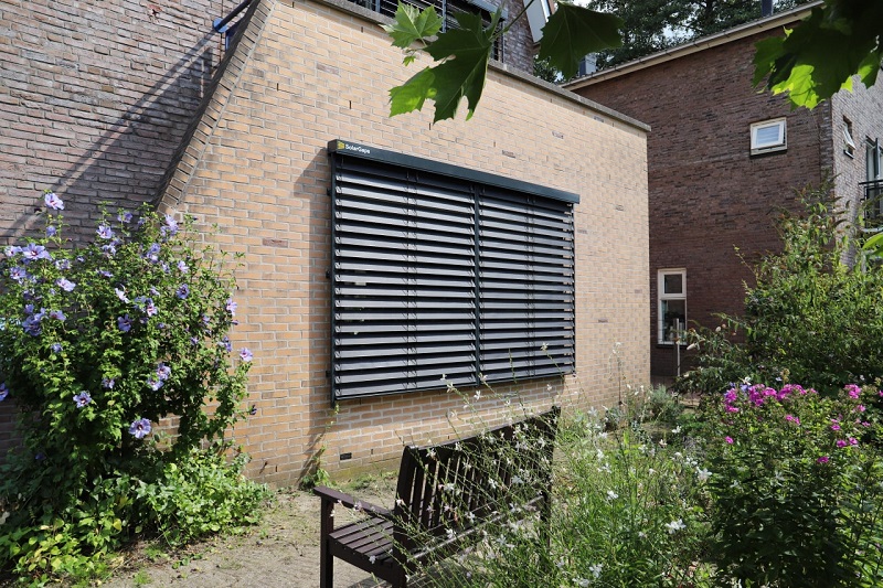 SolarGaps residential installation of their smart solar panel blinds.