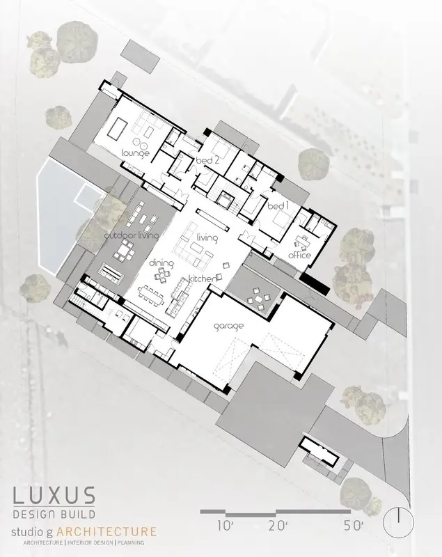 19 Rockstream, Henderson, Nevada The New American Home 2023 LUXUS Design Build, studio g ARCHITECTURE Elevation Drawing Ground Floor