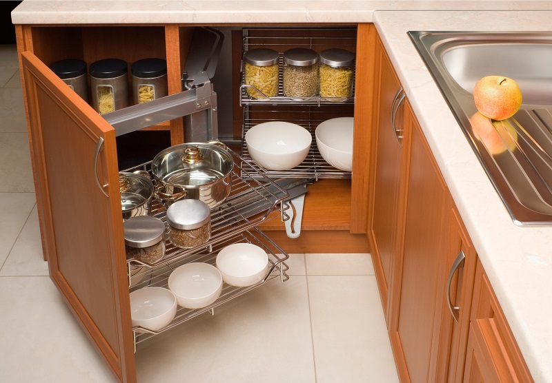 Kitchen Cabinet Rack and Organizer for a Corner Space