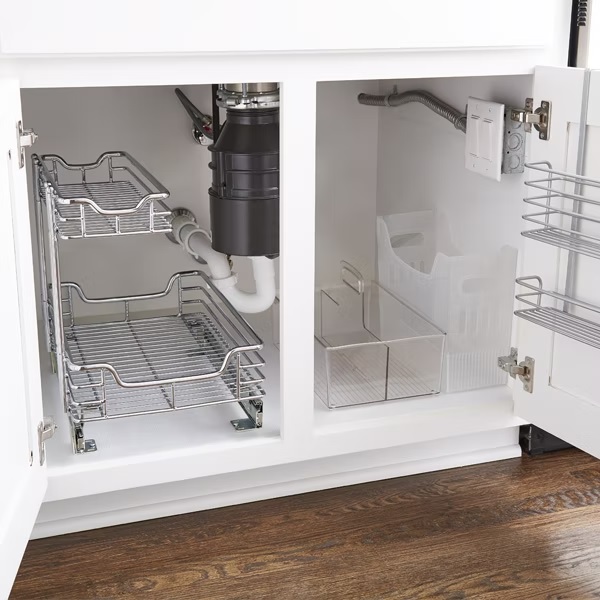 The Container Store Rack Shelving for Organizing under the Kitchen Sink