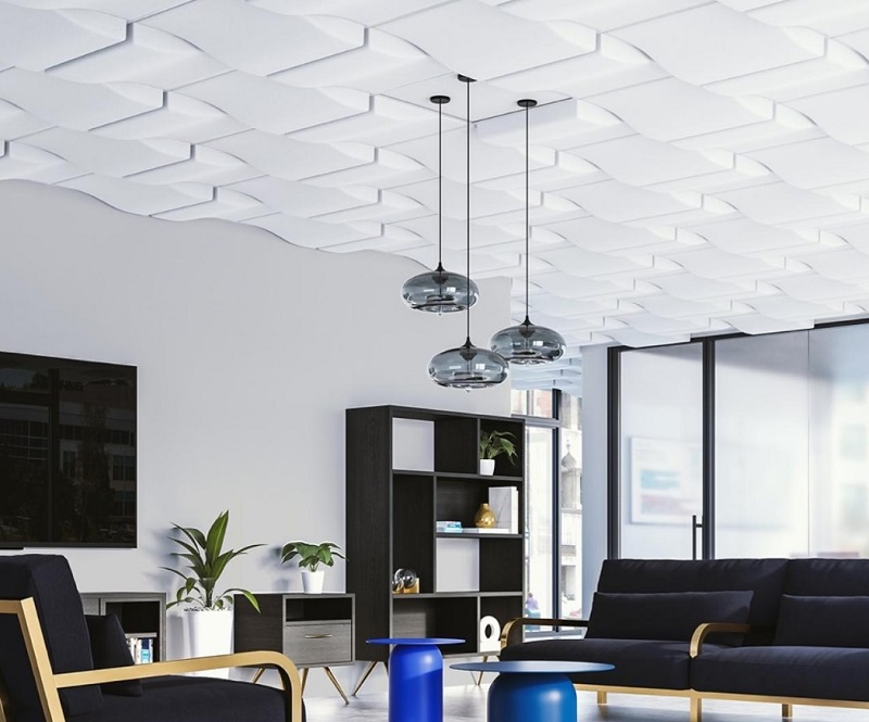 Qwel Designer Acoustic Tiles in Residential Living Room 