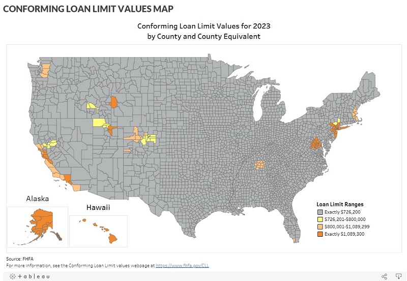 Conforming Loan Limits Values Map