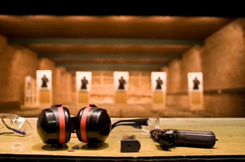 Indoor  target shooting range with gun accessories