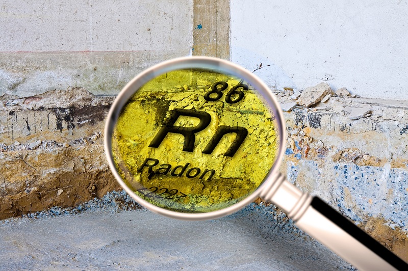 Radon gas seeping through cracks of home foundation
