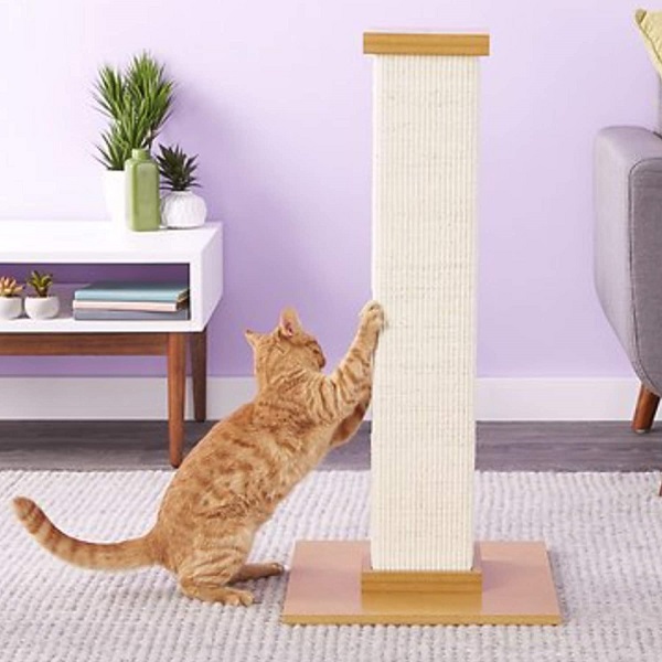 The SmartCat Ultimate Scratching Post being used by cat in living room