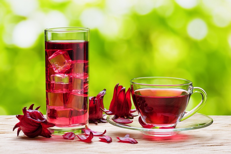 Hibiscus tea served hot and cold