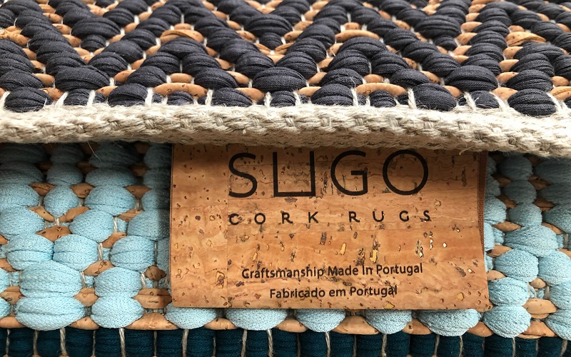 Closeup view of a Sugo cork rug