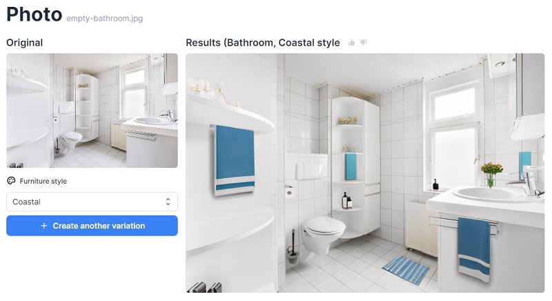 Empty bathroom virtually staged using Virtual Staging AI