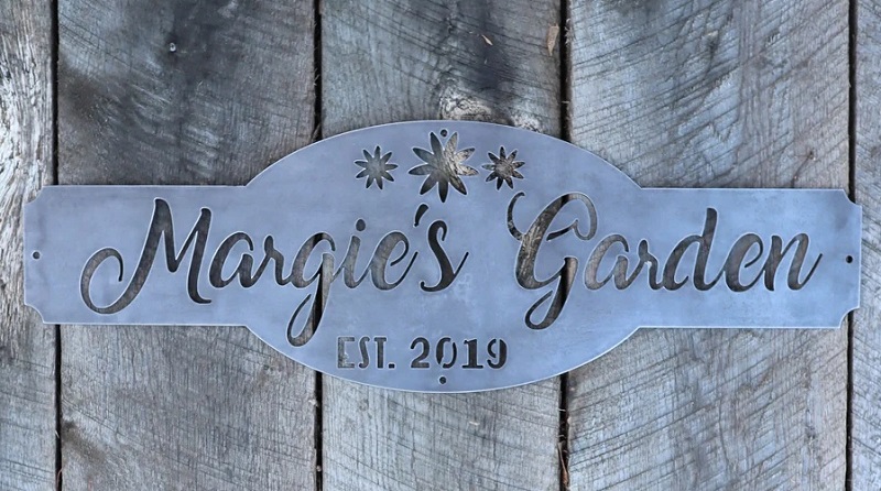 Maker Table Metal personalized metal garden sign