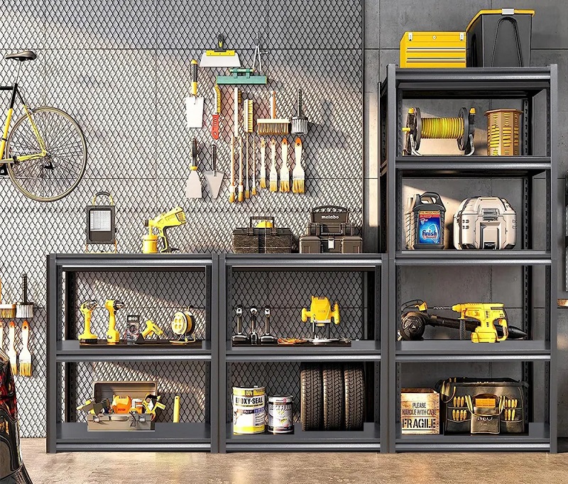 Adjustable shelving unit for garage and basement tools from Bed, Bath and Beyond