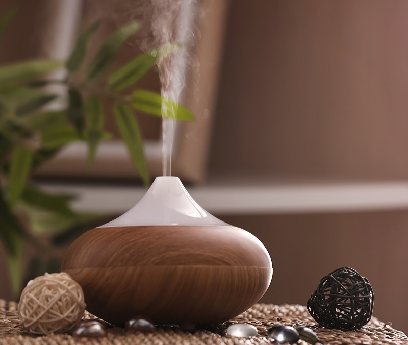 Essential oils aromatherapy diffuser in living room