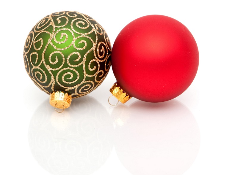Green and red Christmas ornaments