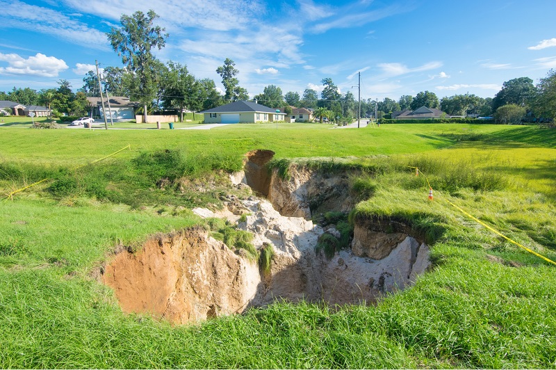 Large sinkhole in neighborhood community