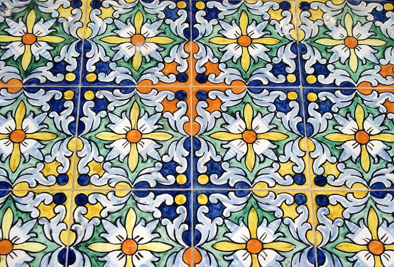 Colorful Spanish tiles for kitchen backsplash