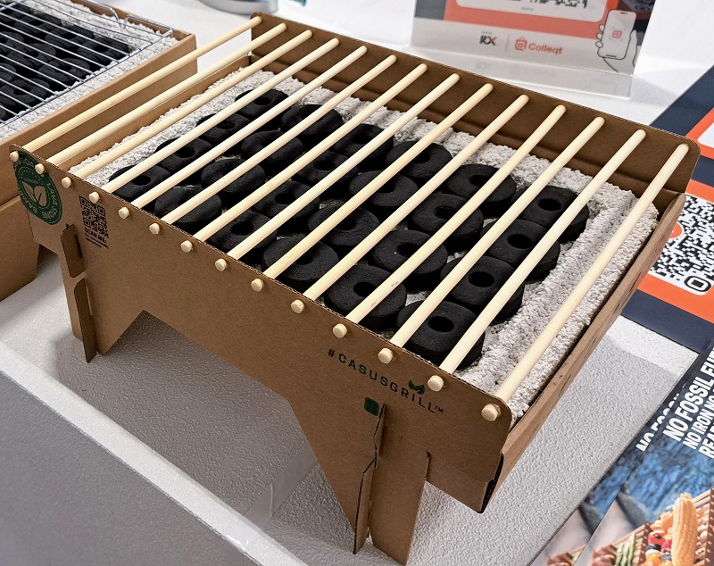 CasusGrill single-use bamboo grill displayed at NHS 2024