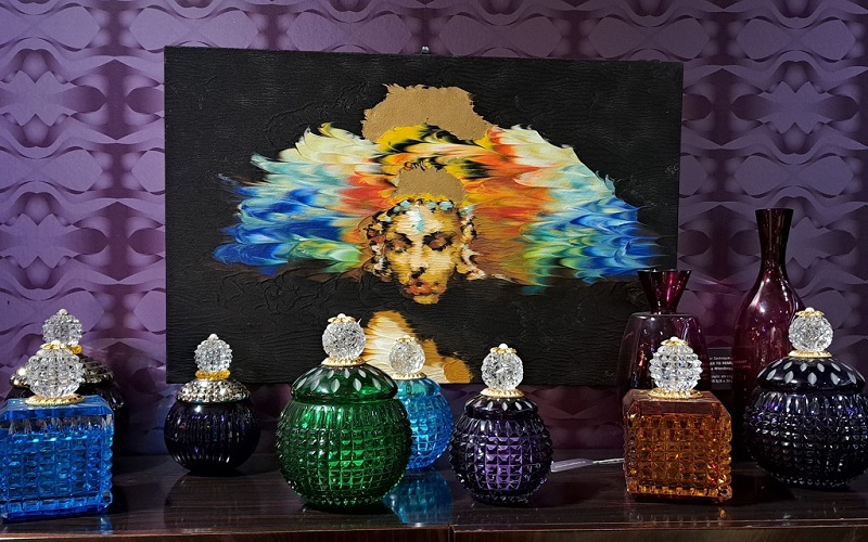 HF Home Jewels crystal objets d'art displayed at the B. David Levine LA Showroom