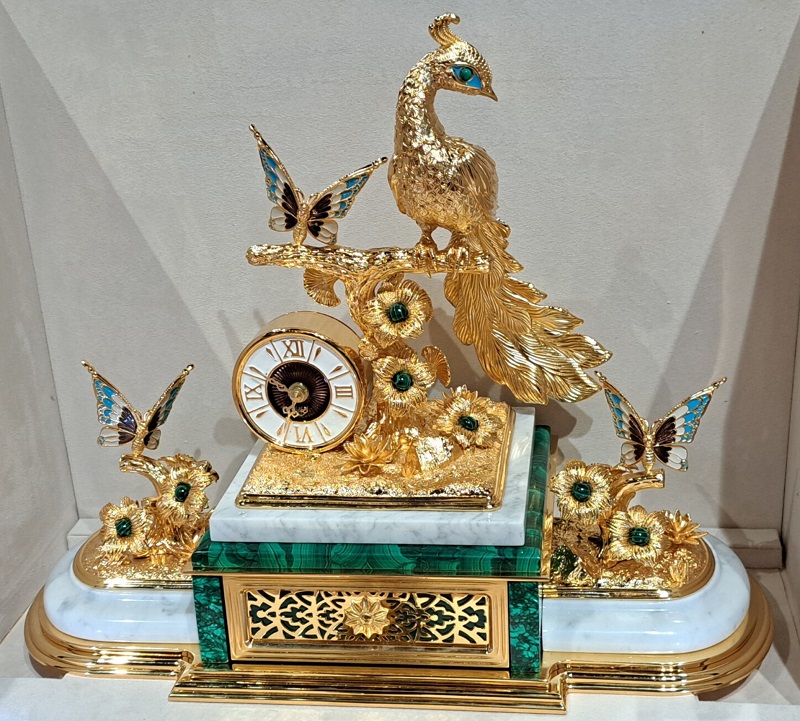 HF Home Jewels Limited-Edition Peacock Clock revealed at the B. David Levine LA Showroom