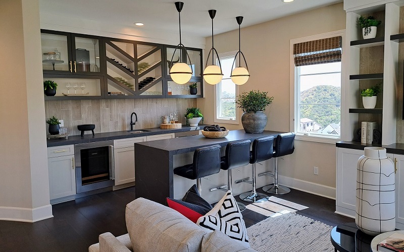 Luxury upstairs gathering room and bar