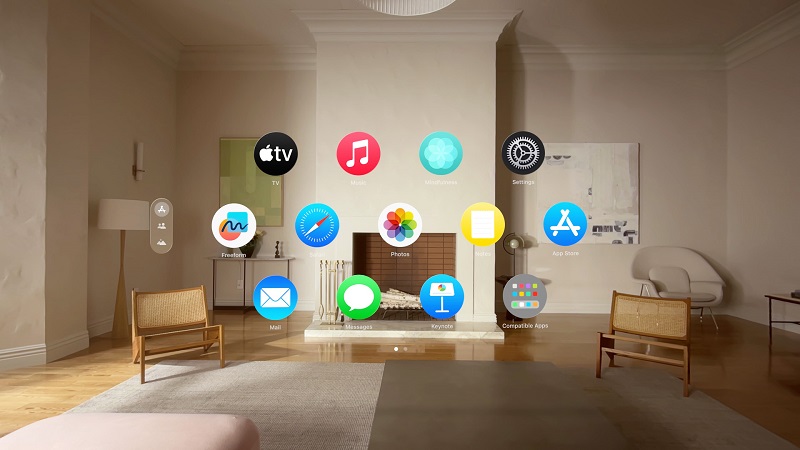 Screenshot of Apple Vision Pro apps, mixed reality VR headset
