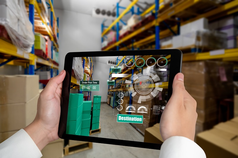 Augmented Reality used with a smart warehouse inventory app