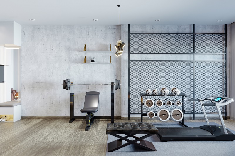 Insulated garage converted into a home gym