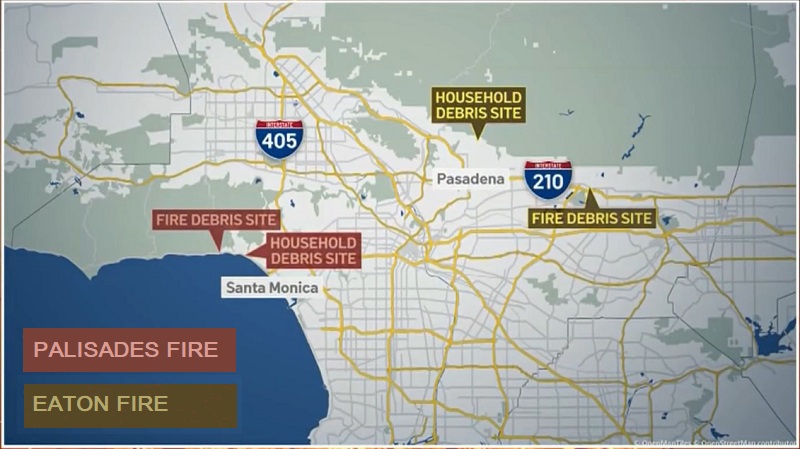 Fire debris sites of the LA Fires via NBC 4 Los Angeles