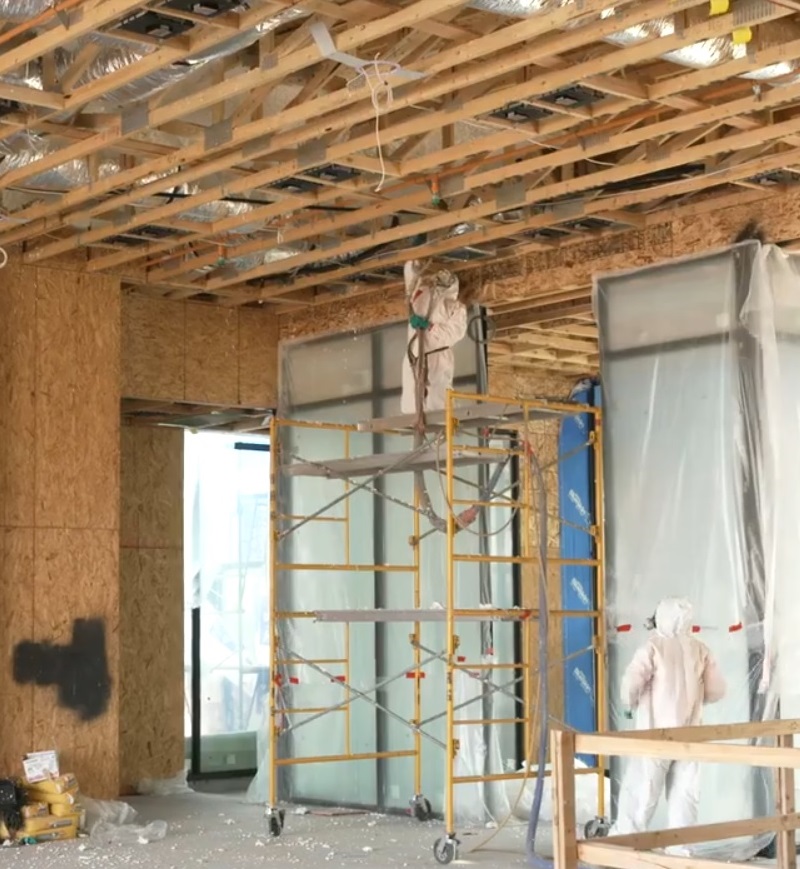 TNAH 2025 Carlisle SealTite Pro spray foam insulation being installed in hard-to-reach spaces in the 2025 New American Home