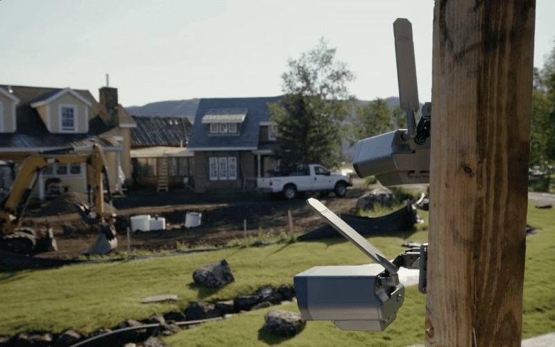 Construction site with two mounted Tactacam Defend remote surveillance cameras