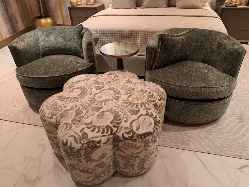 Soft earth tone colors in master suite to match the outdoor landscaping